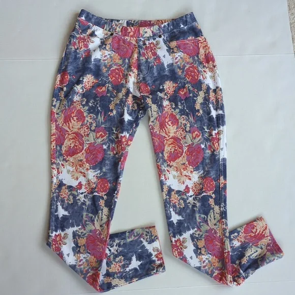 Lildy Jeans Lildy Floral Printed Jeggings Sm Red Blue Pattern Poshmark
